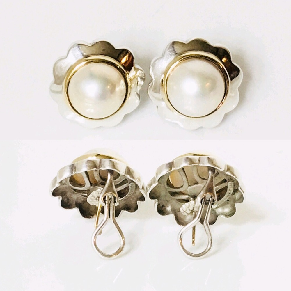 Tiffany & Co. Sterling & 18k Mabe Pearl Earrings - Picture 5 of 9